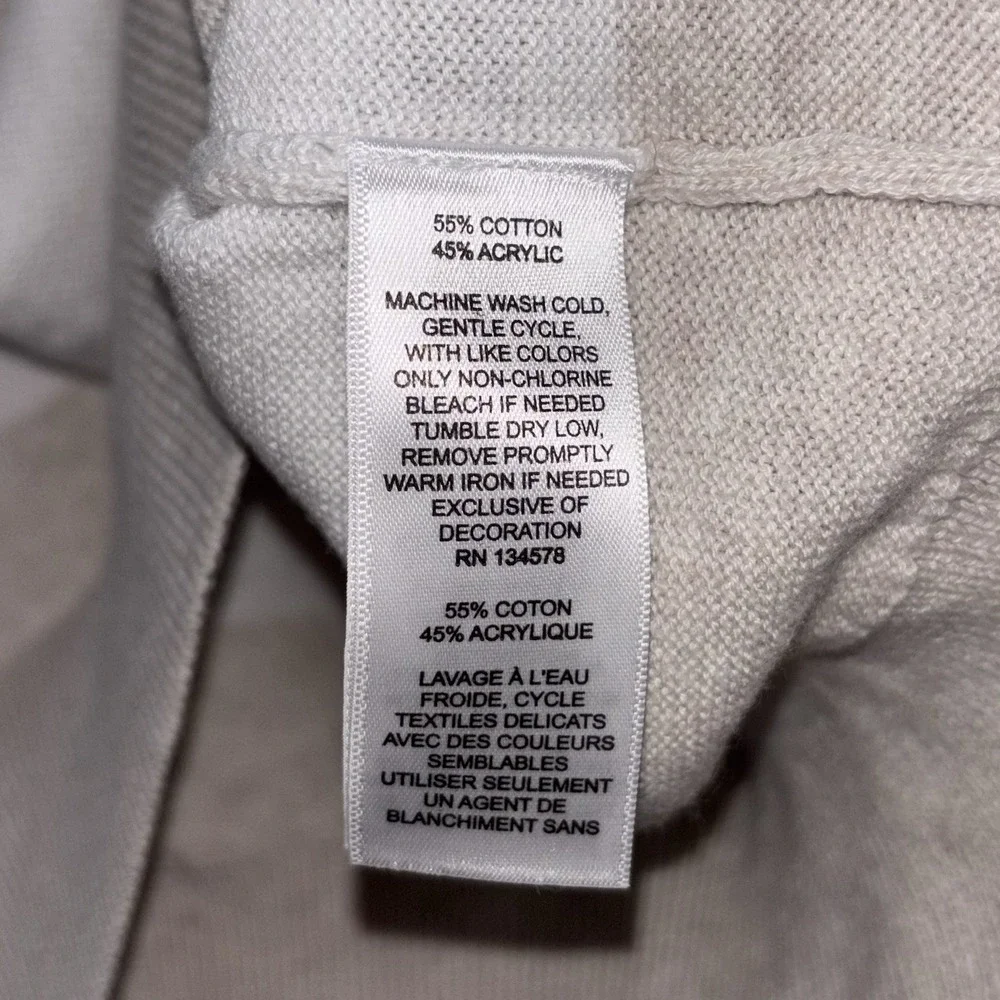 Vineyard Vines Women's XL Striped Crewneck Sweater Beige White Cotton Blend - Picture 7 of 8